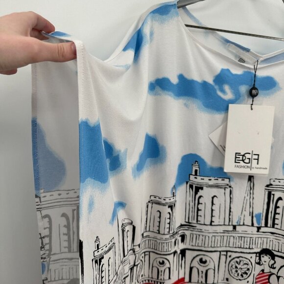 EUG FASHION Paris France City Scene Printed Tunic Top sz 3XL Boat Neck Shirt NWT - Picture 2 of 4